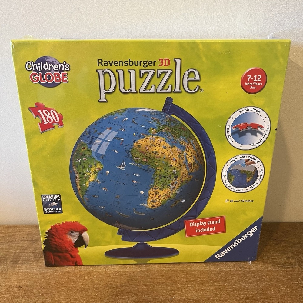 Ravensburger 3D World Globe Sphere Puzzle Display Stand Geography New Sealed 180